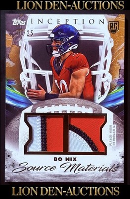 BO NIX 2024 TOPPS INCEPTION GOLD SOURCE MATERIALS RC 3 COLOR JERSEY MATCH 10/25
