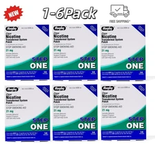 1/6 Packs Rugby Clear Nicotine 21mg Transdermal System Patch Step 1 Exp 06/27