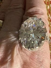 Antique Uncas Sterling Silver Oval Clear Stone Prong Set Ring