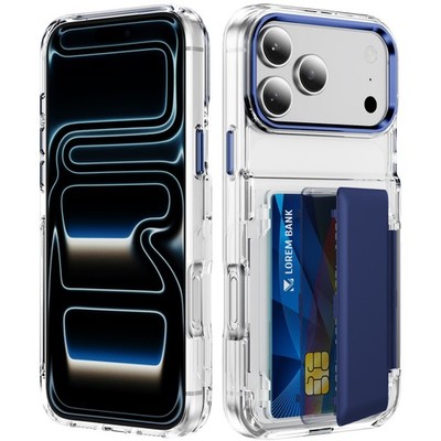 For iPhone 17 Pro Max 16 15 14 13 12 11 Clear RFID Card Holder Case Stand Cover