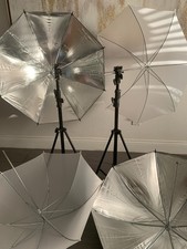 Photography Lighting Kit: 2 Heavy-Duty Flash Stands  4 Umbrellas  Shoe Mount A