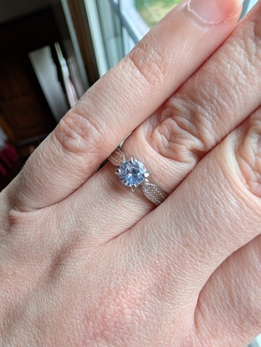 Anello moda solitario pietra preziosa bianca tono argento misura 7 -102 - Foto 2 di 3