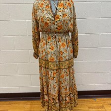 Spell & the Gypsy Collective Floral Bohemian Maxi Dress L Bishop Sleeve