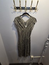 Alfani Silk Faux Wrap Dress Knee Length Orange Red Stripes Short Sleeve NWT 10P