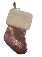 Christmas Stocking Pink & White Glitter Mini Stocking 6 inches Tall NEW