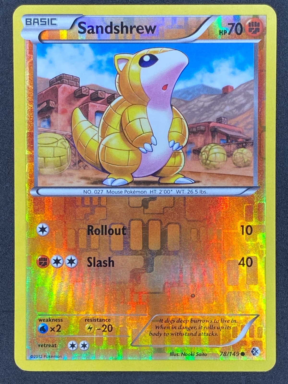 Pokémon Sandshrew Reverse Holo 78/149 BCR Boundaries Crossed LP