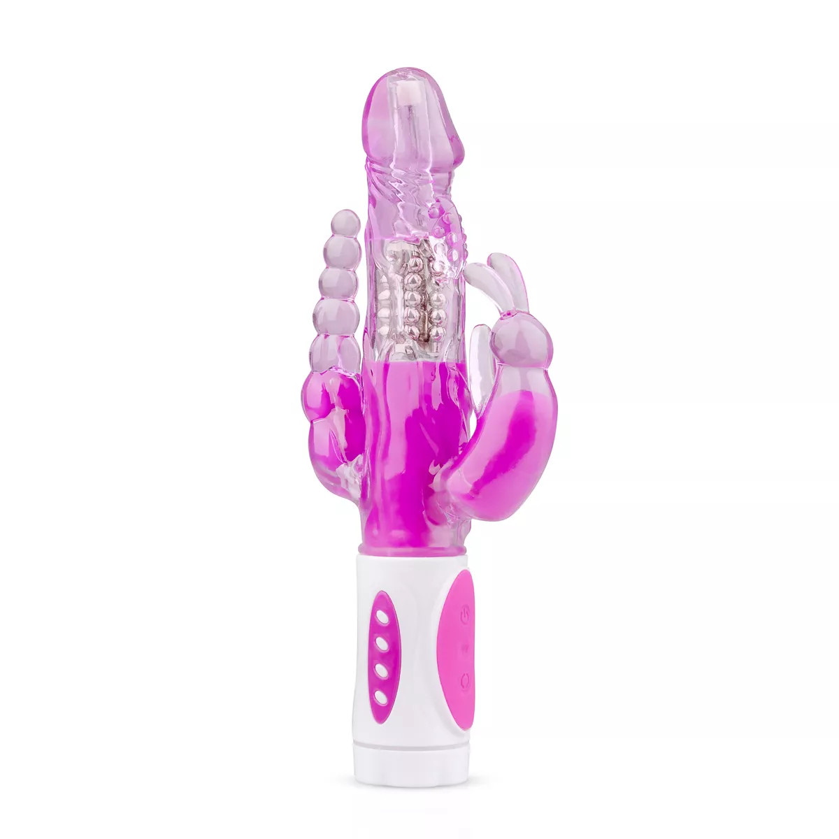 Vibrator, 3-fache Stimulation, 12 Modi, Klitoris, Analstimulator – Weiß