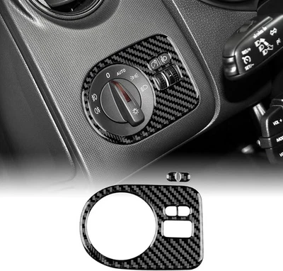 For Seat Ibiza 2009-2014 LHD Black Carbon Fiber Headlight Switch Panel Cover - Bild 1 von 4