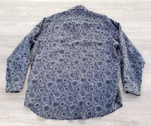 Camicia uomo Lucky Brand taglia XL blu stampa floreale 100% lino casual bottoni davanti - Foto 2 di 14