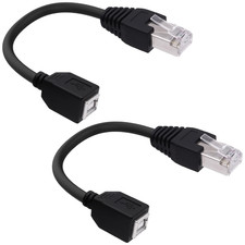 USB 2.0 Type B Female to RJ45 Male Adapter Cable 2PCS