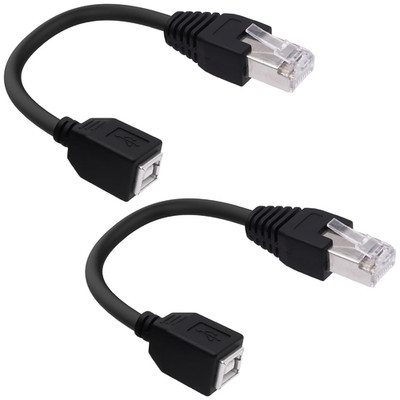 USB 2.0 Type B Female to RJ45 Male Adapter Cable (2PCS)