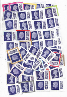 2586] 50 Unfranked GB barcoded 1st class Definitive stamps on paper