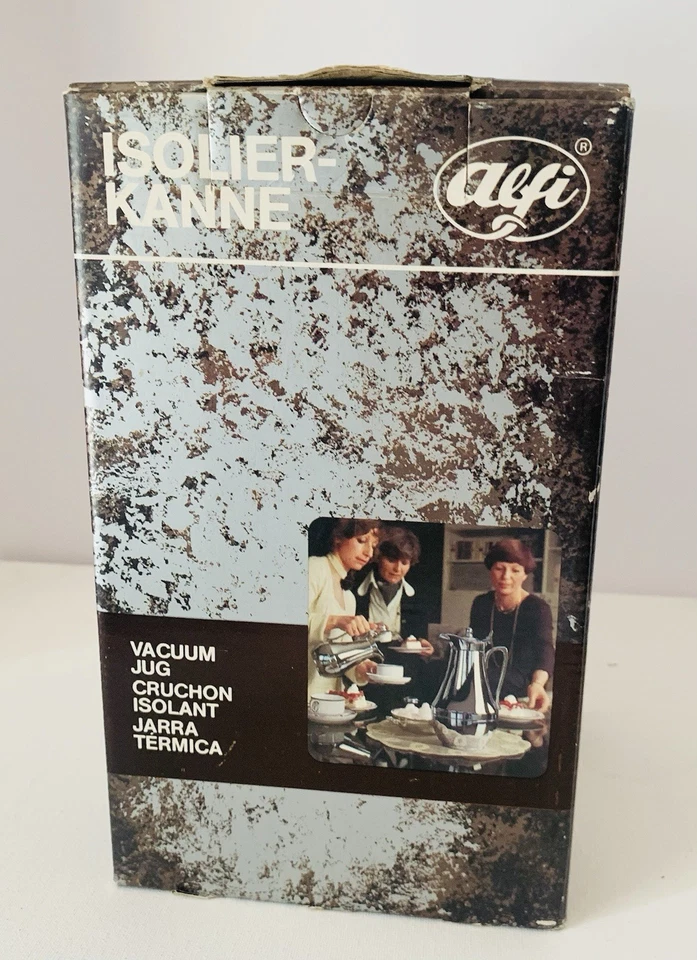 Jarra térmica al vacío Alfi frío caliente 1L Alemania jarra de vidrio cromado plateado Foto 2 de 4