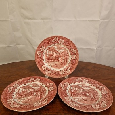 Royal Tudor Ware  Coaching Taverns  Rot 3 Speiseteller Ø 25cm Keramik