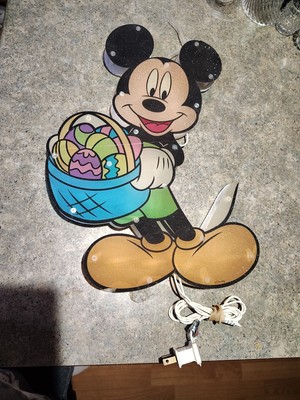 Vintage Disney Mickey Mouse Easter Light Up Figure Corregated Plastic 