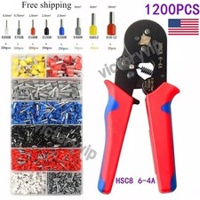 1200PCS Cable Wire Electrical Terminals Ferrule Crimper Plier Crimping Tool Kit