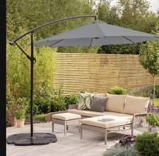 3m Overhanging Garden Parasol -  Grey
