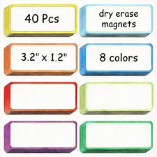 40 Pcs Magnetic Dry Erase Labels Name Plate Tags Flexible Reusable Magnetic L...