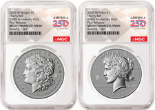 2 Coin Set 2026 Morgan Peace Enhanced 250th Privy NGC MS69 FR Flag Pre-Sale