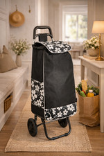 Shopping Trolley 2-Wheel, 40 Litre, Black Flowers F757