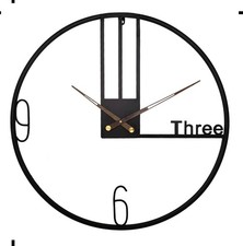Modern Silent Black Metal Wall Clock 60 Cm/24...