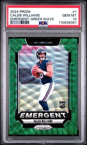 2024 PANINI PRIZM EMERGENT #1 CALEB WILLIAMS RC EMERGENT-GREEN WAVE PSA 10 (061
