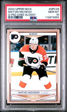 Graded 2024 UD Matvei Michkov #OPC49 O-Pee-Chee Glossy Rookie Hockey Card PSA 10