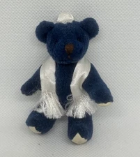 Judaica Jewish Tiny Ted Jointed Miniature Teddy Bear Figure Blue Vintage 90’s