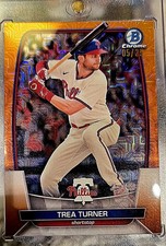 2023 Topps Bowman Chrome Orange Mojo Refractor Trea Turner /25 Phillies