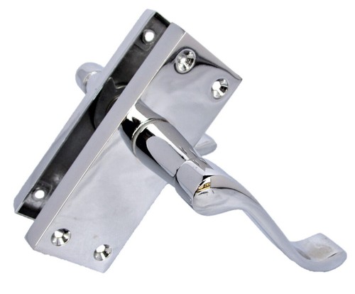 Chrome Scroll Door Handles Victorian Scroll Latch Handle Silver The Pack Of 6 - Picture 2 of 6