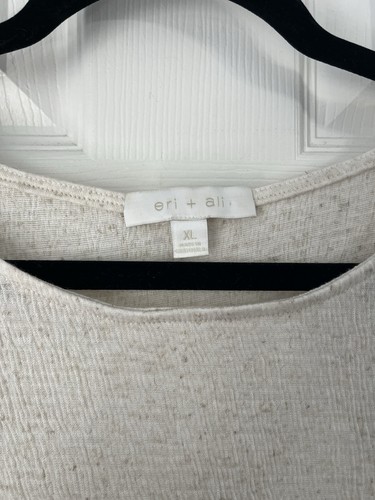 Eri and Ali Anthropologie top XL Cream Tan Adjustable Ties Boho Relaxed XLarge - Picture 2 of 14