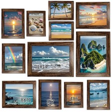 12 pack assorted gallery wall picture frame,rustic farmhouse wood picture fra...