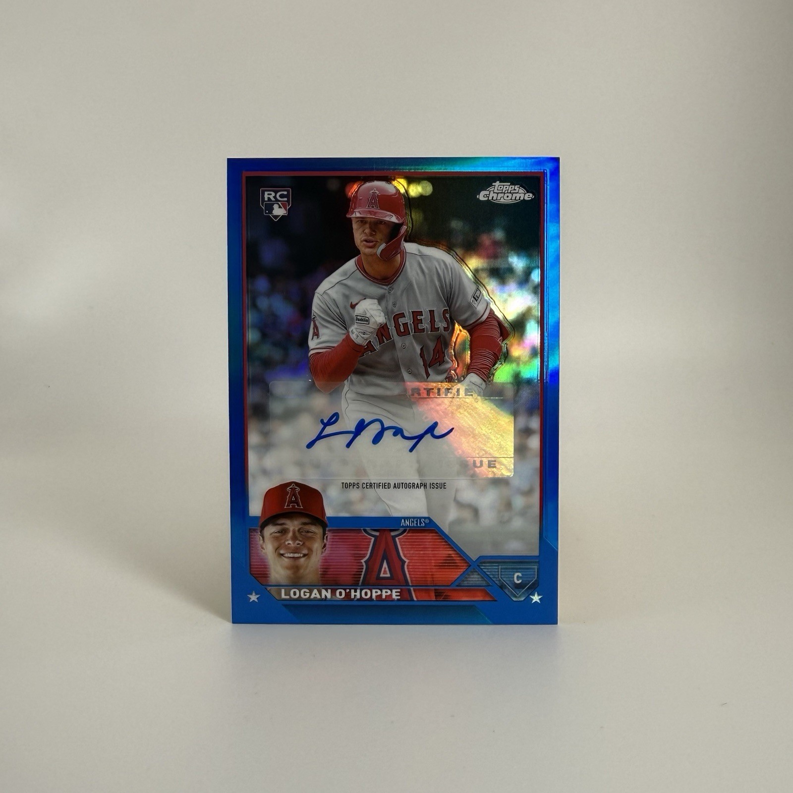Logan O’Hoppe 2023 Topps Chrome Update Autographs Blue Refractor /150 RC Angels