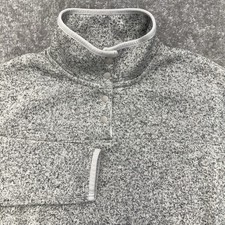 Eddie Bauer 1/4 Snap Button Pullover Women s Medium Fleece Sweater Heather Gray