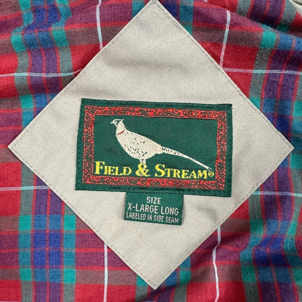 Vtg Field & Stream Harrington Jacket Mens XL Long Khaki Full Zip Plaid Lined - Image 4 of 4