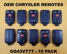 LOT of 10 - OEM GQ43VT7T Chrysler Dodge Jeep Keyless Remote Fobs 3 Button