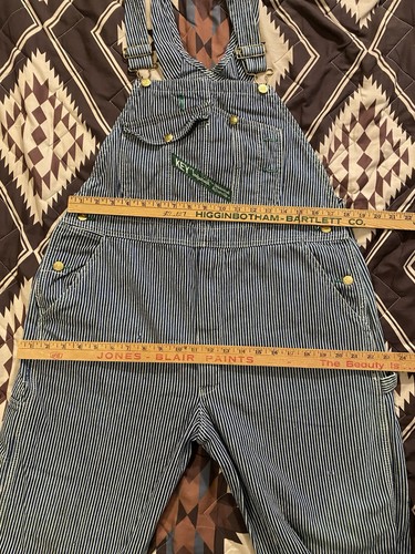Vintage Key Imperial Hickory Stripe Railroad Bib Overalls Men’s Size 36x30 - Picture 3 of 17