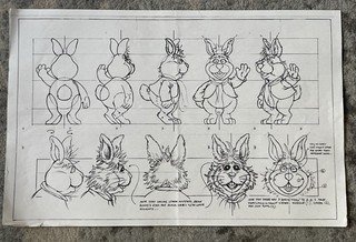 Raro foglio modello pagina layout guida stile Henson The Muppets Bean Bunny