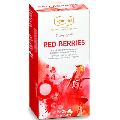 Ronnefeldt Red Berries Herbal Fruit Tea Bags 25 Count Caffeine Free