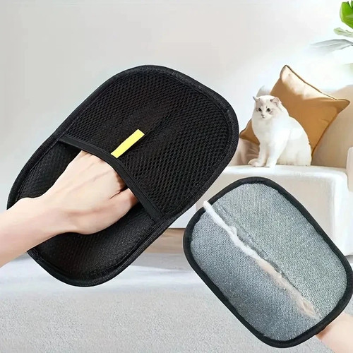 1x Electrostatic Pet Hair Removal Gloves Brush , Double-sided Pet Grooming Glove