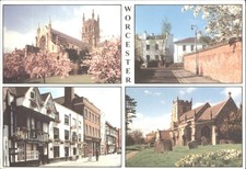 Worcester England Postcard Multi-View Cathedral Claines Church New Street