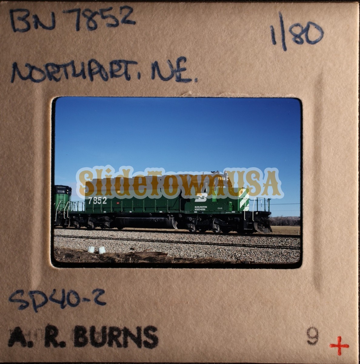 Vtg 1980 Train Slide 7852 BN Burlington Northern Engine Northport