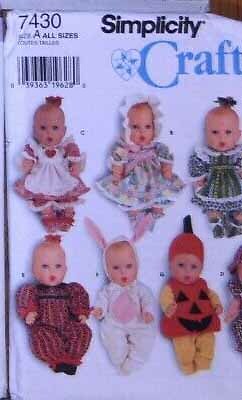 Simplicity Doll Clothes Sewing Patterns all sizes 8"- 24" 149 to Choose From Fun - Picture 159 of 195