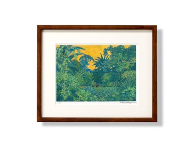 Hiroo Isono Borneo Elephant 320ｘ260mm w/frame Printmaking Numbered ed.300 Signed