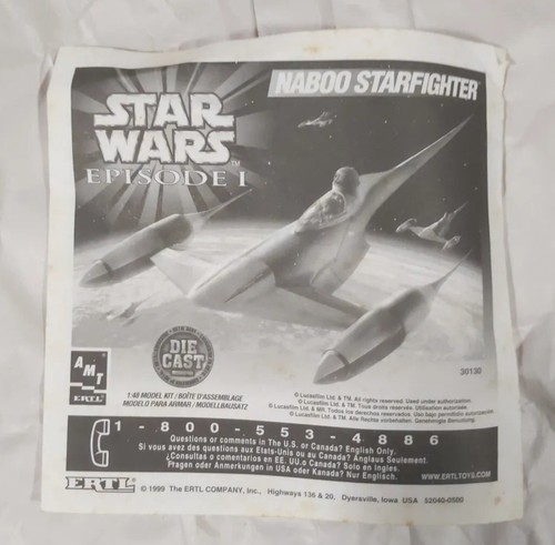 Star Wars Naboo Star Fighter Diecast Model AMT - Picture 12 of 21