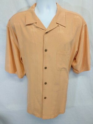 Sol Silk Rio Havana Men's Large Hawaiian Tourist Shirt -  Mute Palm Apricot SS