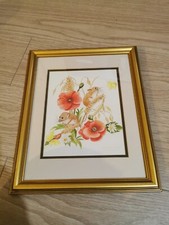 Field Mouse And Poppies Watercolour Original By M McAllister