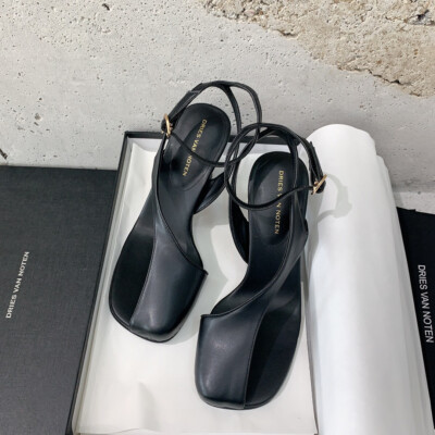 DriesVan Noten Irregular High-thick Heeled Sandals Leather Strap for Women