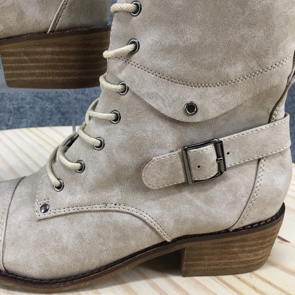 Botas femininas Hey Girl By Corkys 6 Hocus Pocus com cadarço zíper salto botinha marrom - Imagem 3 de 4