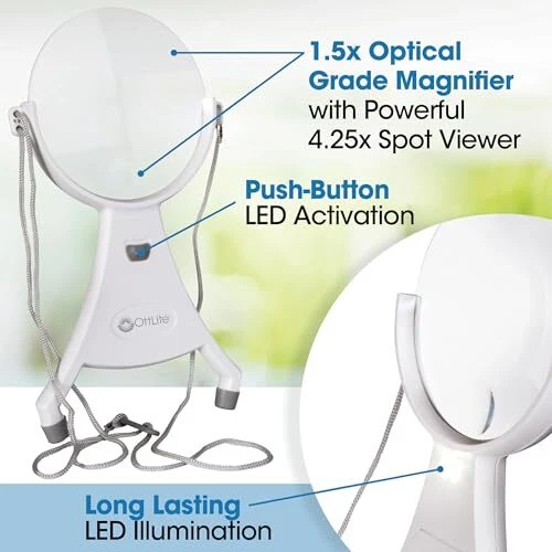 4英寸免提LED放大镜-可调节颈线,丙烯酸放大镜, — 第 2/4 张图片